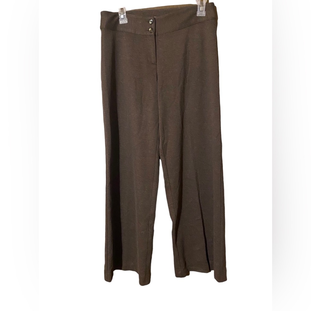 J. Jill Wide Leg Stretch Knit Ponte Pants Women’s Size 6 Brown Trousers Comfort